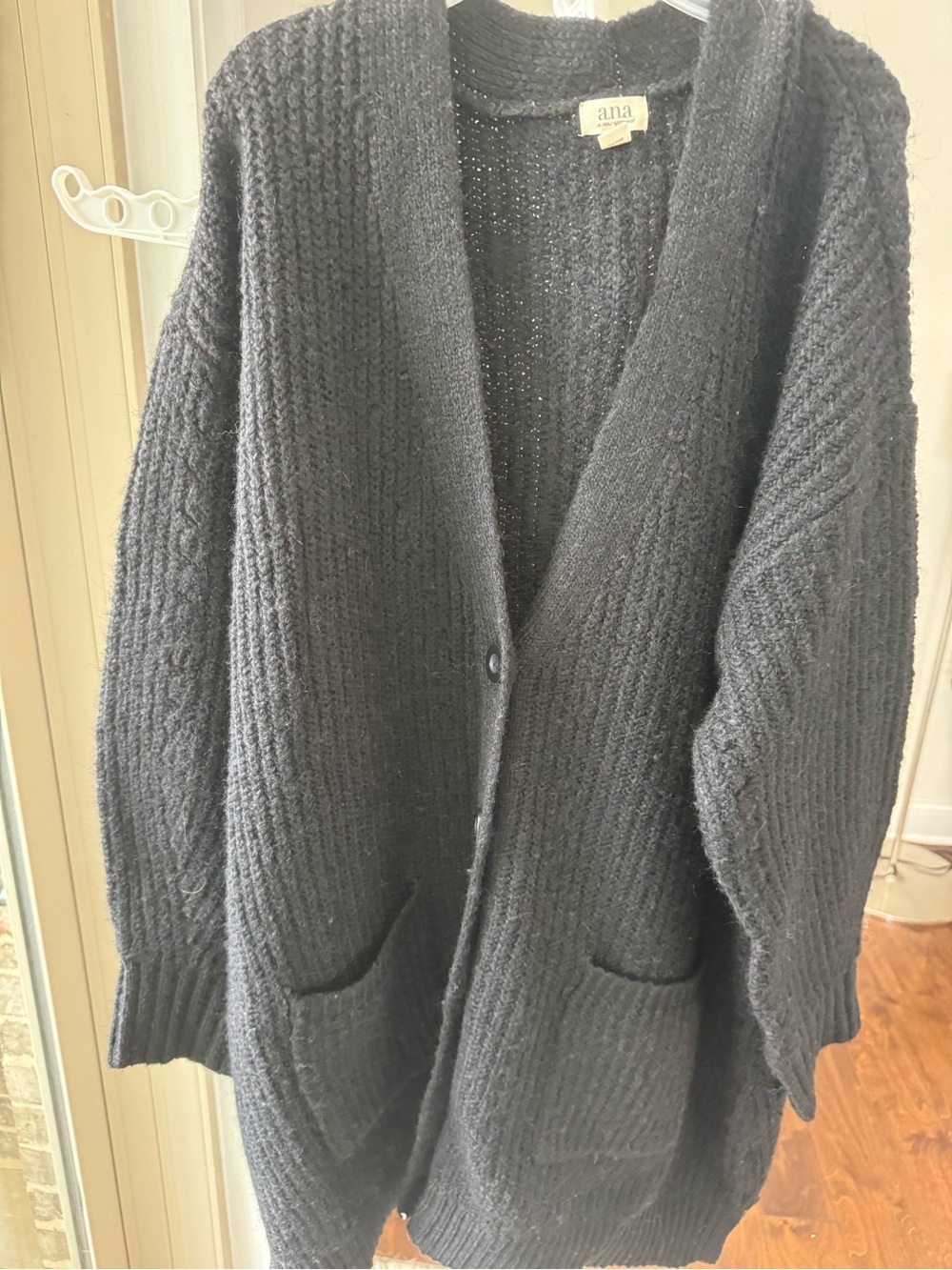 Ana Black Button Front Knit Cardigan size XL